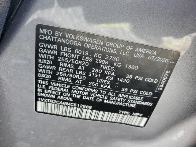 1V2TR2CA8MC512868 Volkswagen Atlas Sel Premium