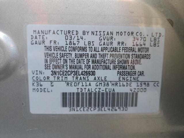 3N1CE2CP3EL426930 Nissan Versa Note S