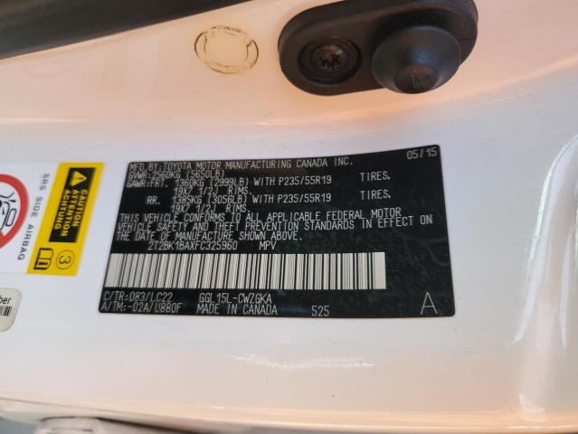 2T2BK1BAXFC325960 Lexus Rx 350 Base