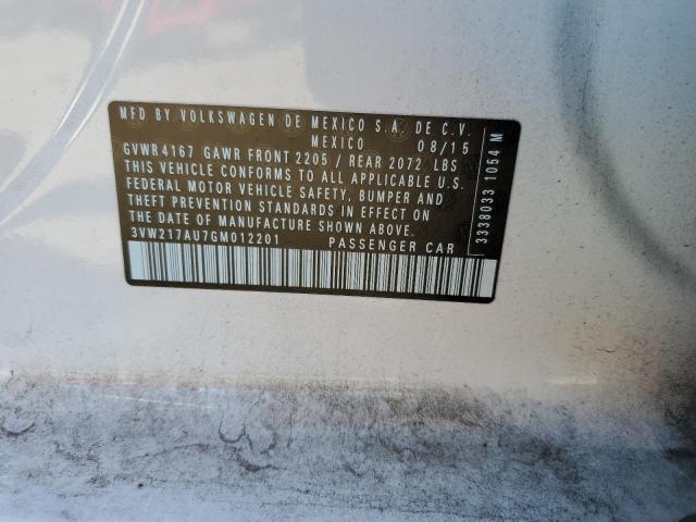 3VW217AU7GM012201 Volkswagen GOLF S/SE