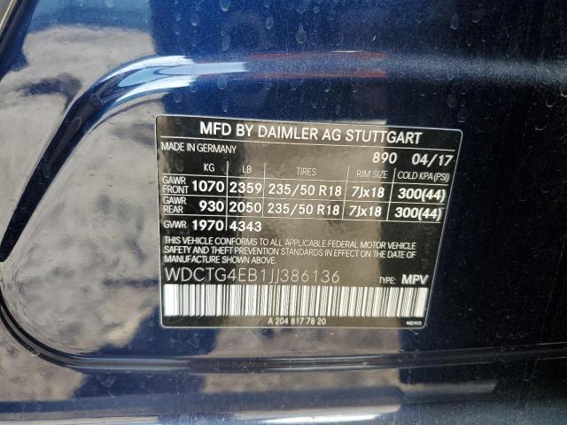 WDCTG4EB1JJ386136 Mercedes-Benz GLA 250