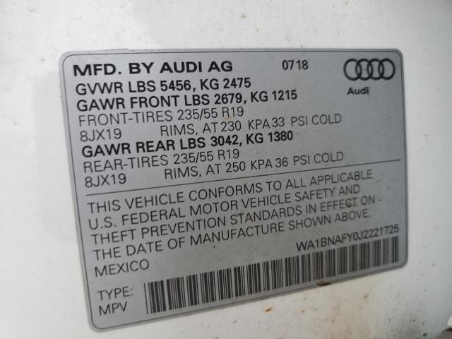WA1BNAFY0J2221725 Audi Q5 Premium Plus
