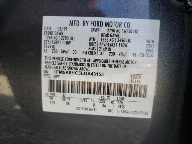 1FM5K8HC5LGA43155 Ford Explorer Platinum