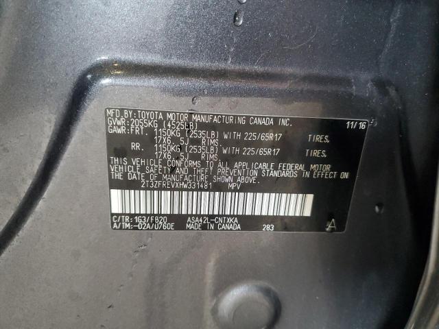 2T3ZFREVXHW331481 Toyota RAV4 LE