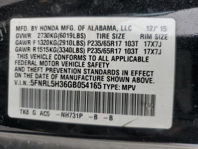 5FNRL5H36GB054165 Honda ODYSSEY SE