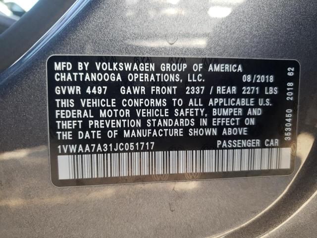 1VWAA7A31JC051717 Volkswagen PASSAT S