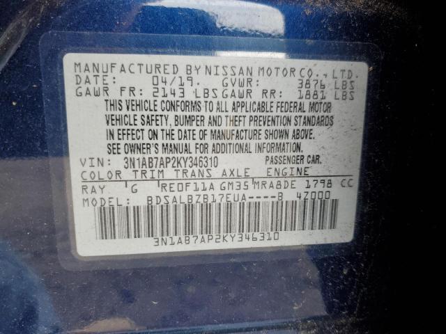 3N1AB7AP2KY346310 Nissan SENTRA S