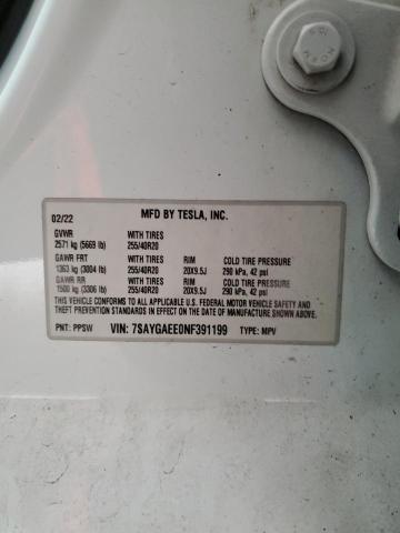7SAYGAEE0NF391199 Tesla Model Y