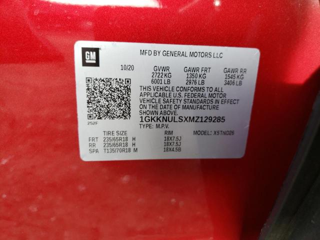 1GKKNULSXMZ129285 GMC ACADIA SLT
