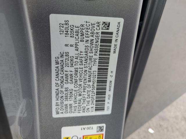2HGFE2F56PH510273 Honda Civic Sport