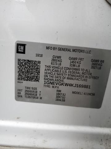 1GNEVGKW4KJ169881 Chevrolet Traverse Lt