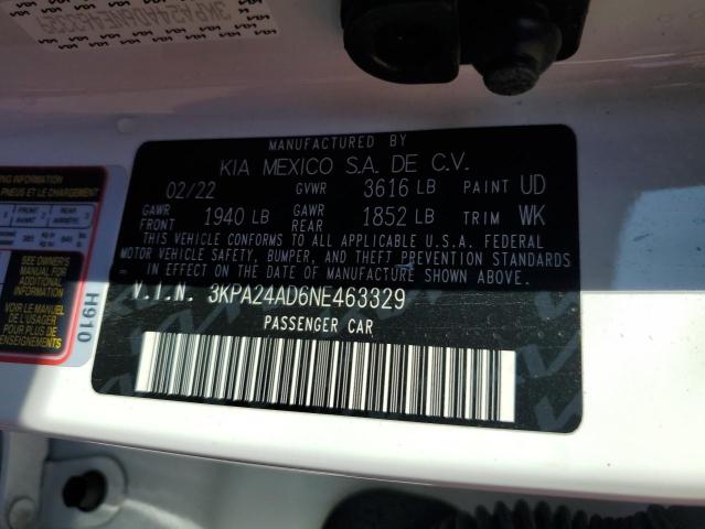3KPA24AD6NE463329 KIA RIO LX