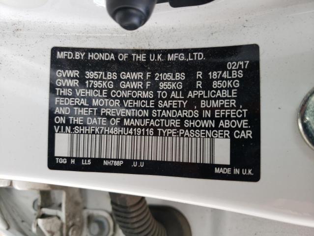 SHHFK7H48HU419116 Honda Civic Sport