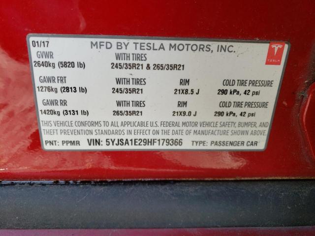 5YJSA1E29HF179366 Tesla MODEL S