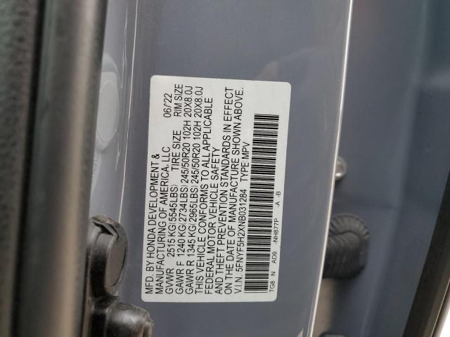 5FNYF5H2XNB031284 Honda PILOT SE