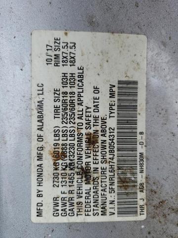 5FNRL6H74JB054312 Honda ODYSSEY EXL