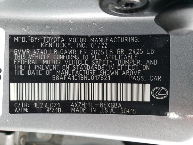 58AFA1C18NU017621 Lexus Es 300h Base