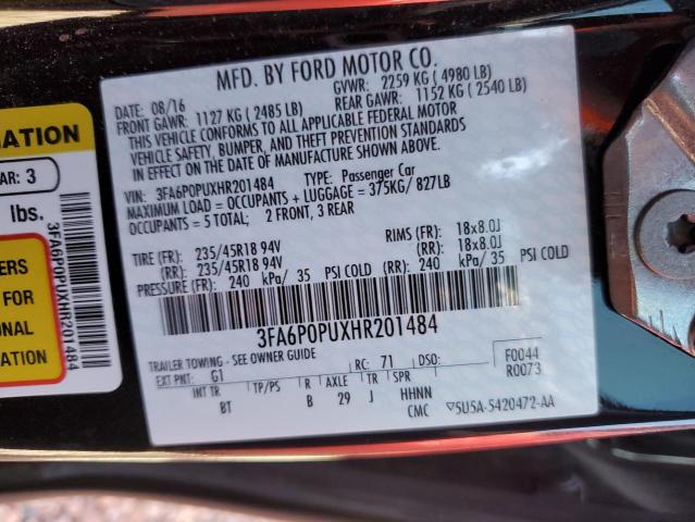 3FA6P0PUXHR201484 Ford Fusion Se Phev