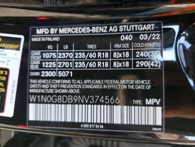 W1N0G8DB9NV374566 Mercedes-Benz GLC 300