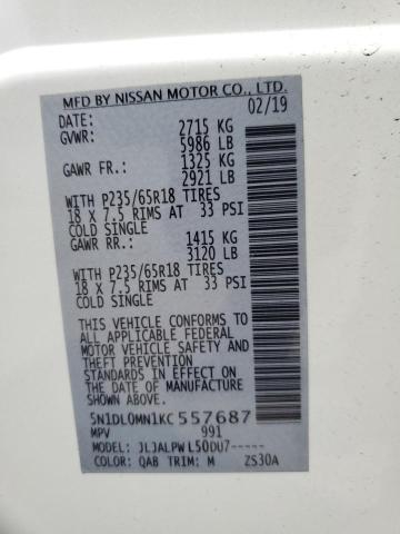 5N1DL0MN1KC557687 Infiniti QX60 LUXE