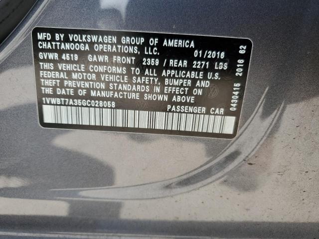 1VWBT7A35GC028058 Volkswagen PASSAT SE