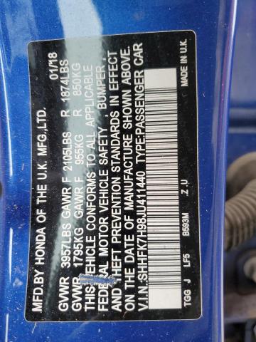 SHHFK7H98JU411440 Honda Civic Sport Touring