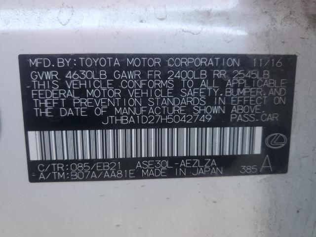JTHBA1D27H5042749 Lexus IS 200T