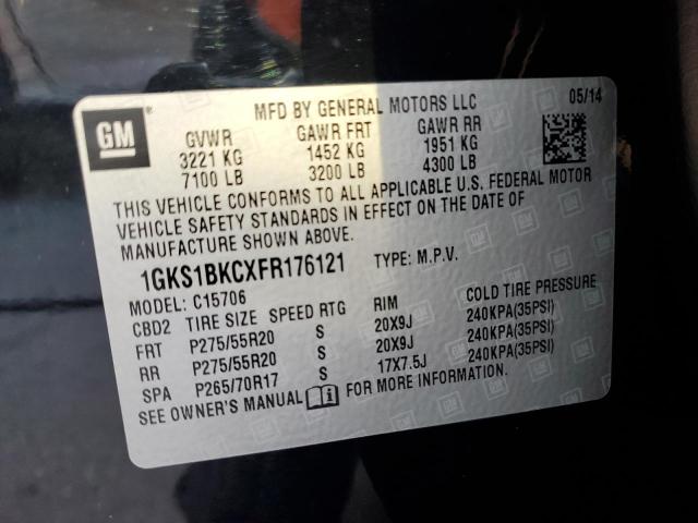 1GKS1BKCXFR176121 GMC YUKON SLT