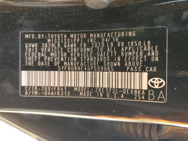5YFBURHE4GP509865 Toyota COROLLA L