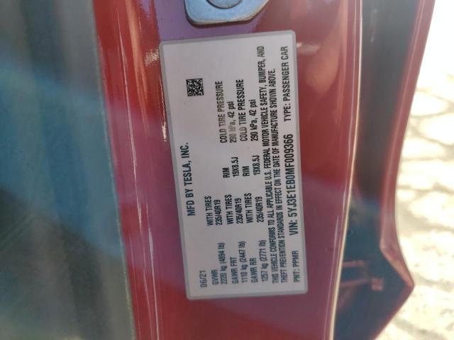 5YJ3E1EB0MF009366 Tesla MODEL 3