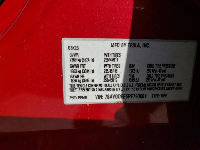 7SAYGDEE5PF790601 Tesla Model Y