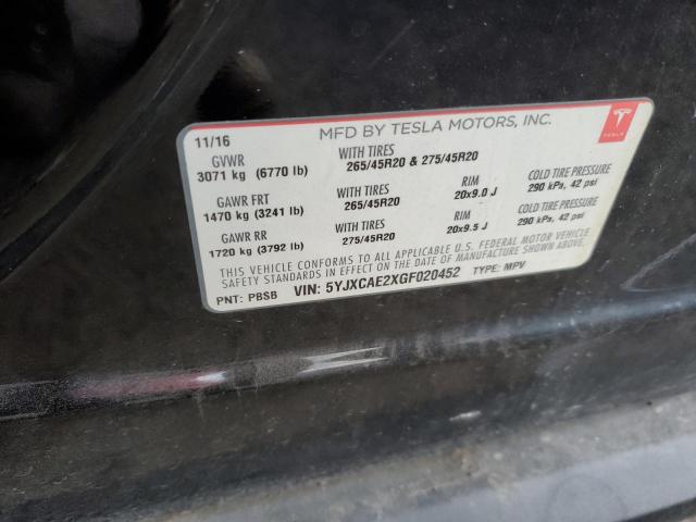 5YJXCAE2XGF020452 Tesla MODEL X
