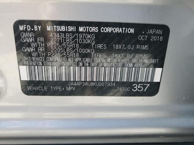 JA4AP3AU8KU007934 Mitsubishi Outlander Sport Es