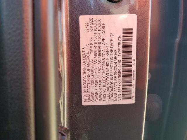 5FPYK3F79NB013980 Honda Ridgeline Rtl