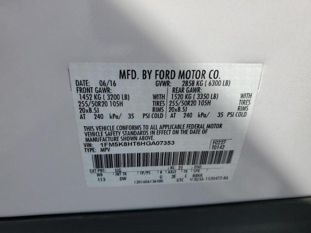 1FM5K8HT6HGA07353 Ford Explorer Platinum