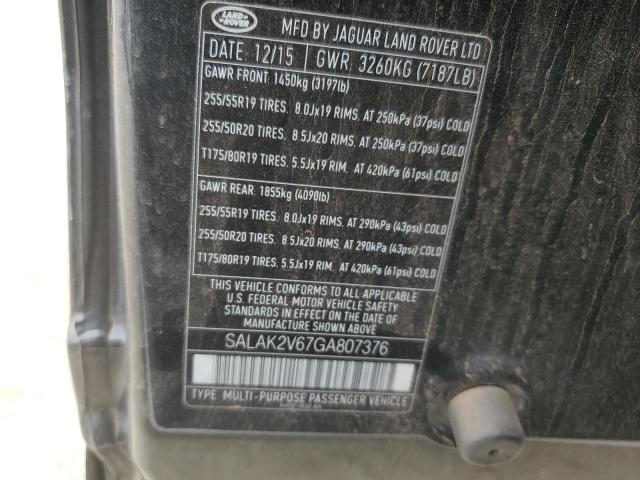 SALAK2V67GA807376 Land Rover Lr4 Hse Luxury