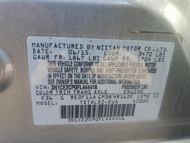 3N1CE2CP0FL444416 Nissan Versa Note S