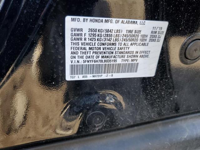 5FNYF6H70LB035195 Honda Pilot Black