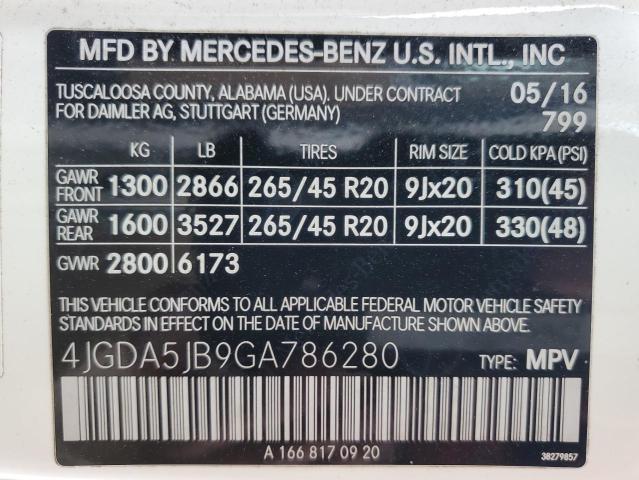 4JGDA5JB9GA786280 Mercedes-Benz GLE 350