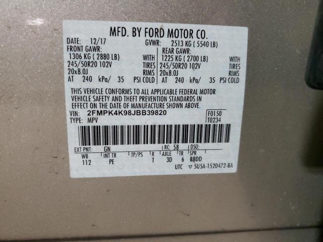 2FMPK4K98JBB39820 Ford Edge Titanium