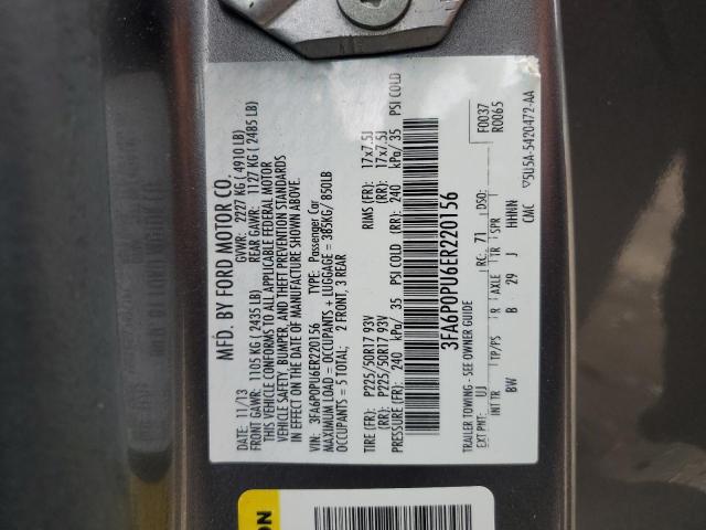3FA6P0PU6ER220156 Ford Fusion Se Phev