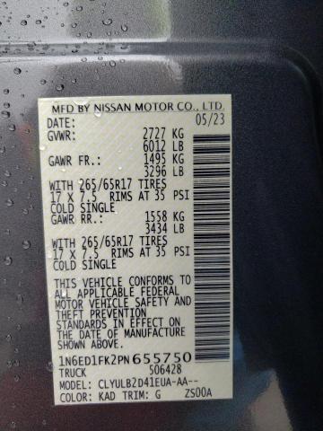 1N6ED1FK2PN655750 Nissan Frontier Sv