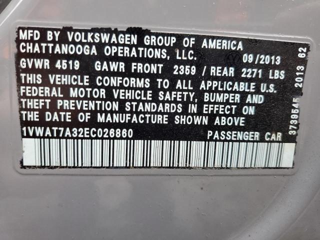 1VWAT7A32EC026860 Volkswagen PASSAT S