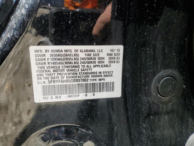 5FNYF6H05GB037002 Honda Pilot Elite