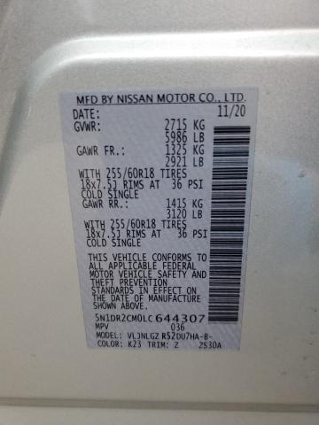 5N1DR2CM0LC644307 Nissan Pathfinder Sl