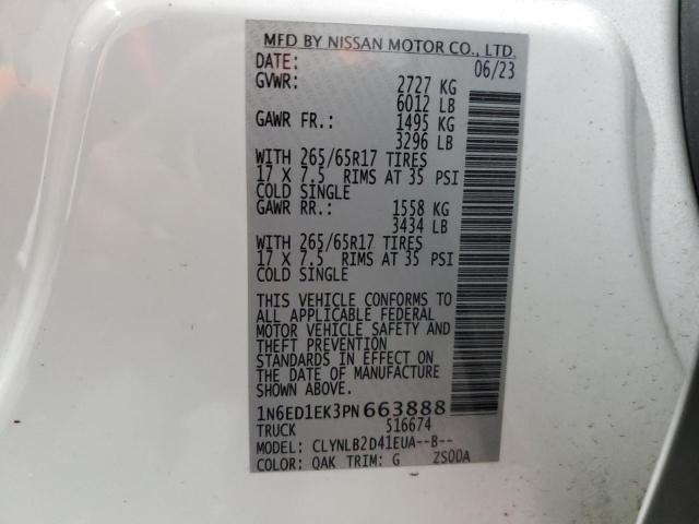 1N6ED1EK3PN663888 Nissan FRONTIER S