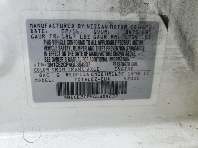 3N1CE2CP4GL384237 Nissan Versa Note S