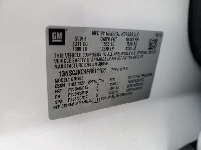 1GNSCJKC4FR611108 Chevrolet Suburban C1500 Lt