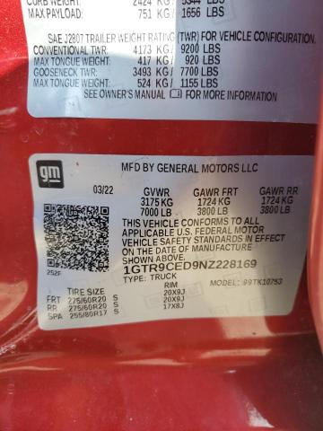 1GTR9CED9NZ228169 GMC Sierra Limited K1500 Elevation