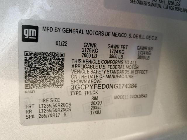 3GCPYFED0NG174384 Chevrolet Silverado Ltd K1500 Lt Trail Boss